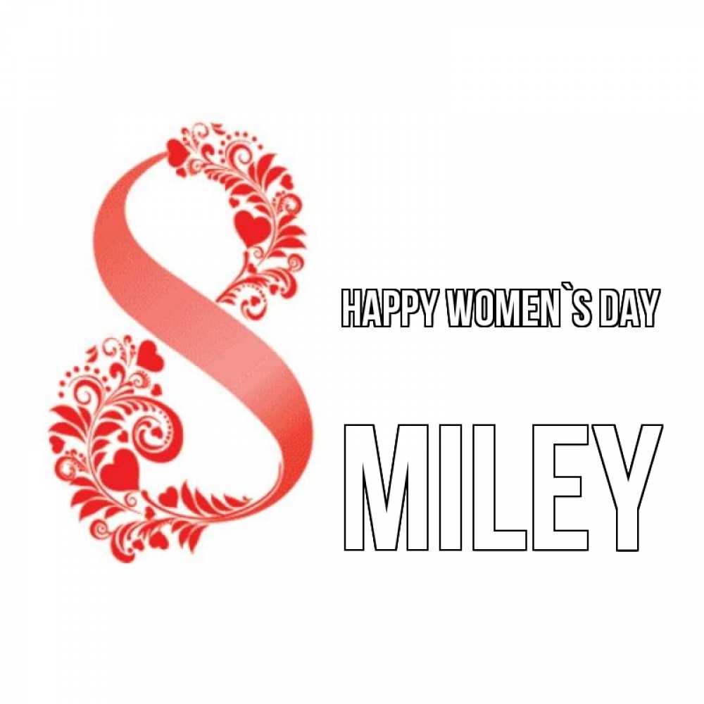 Greetings card с именем, Miley happy women`s day восьмерка из сердечек и листьев Greetings with text for free download 